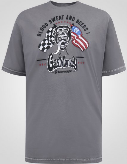 D555 Jasper Official Gas Monkey T-paita Painatuksella Harmaa - T-paidat - Isot T-paidat 2XL – 14XL