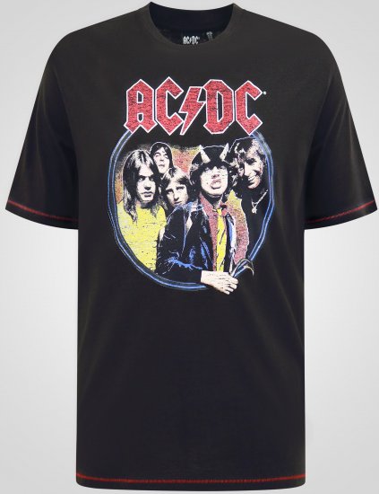 D555 Hugh Official ACDC Highway To Hell T-paita Painatuksella Musta - T-paidat - Isot T-paidat 2XL – 14XL