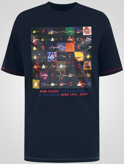 D555 Otto Official Pink Floyd 50th Anniversary T-paita Painatuksella Tummansininen - T-paidat - Isot T-paidat 2XL – 14XL