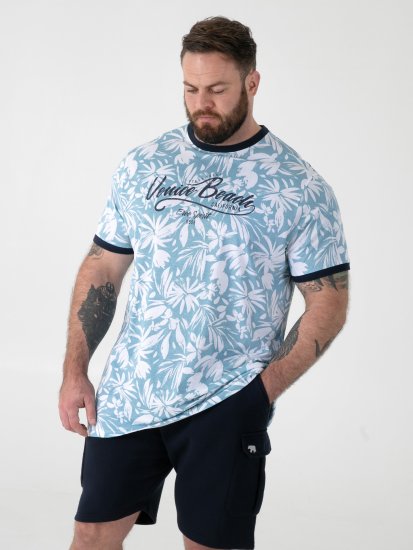D555 Shoreham AO T-paita Venice Beach -Painatuksella Sininen - T-paidat - Isot T-paidat 2XL – 14XL