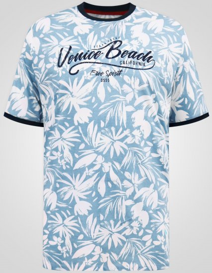 D555 Shoreham AO T-paita Venice Beach -Painatuksella Sininen - T-paidat - Isot T-paidat 2XL – 14XL