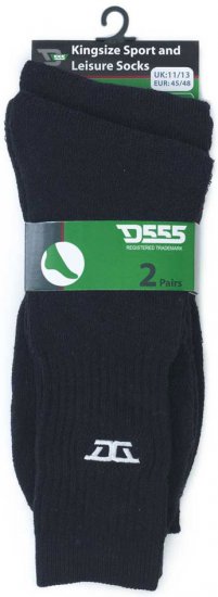 D555 Logan Sports And Leisure Socks 2-Pack Black - Alusvaatteet & uimavaatteet - Miesten Isot alusvaatteet 