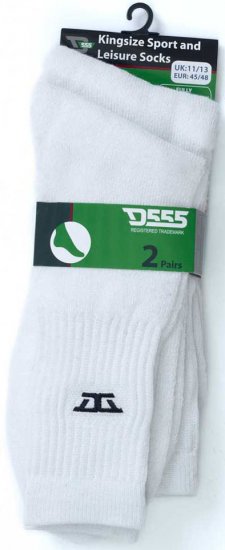 D555 Logan Sports And Leisure Socks 2-Pack White - Alusvaatteet & uimavaatteet - Miesten Isot alusvaatteet 
