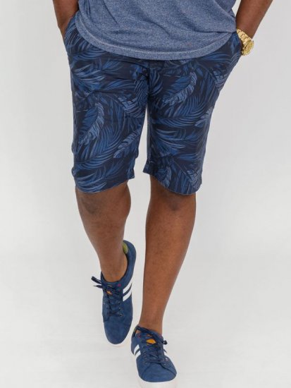D555 Panther Hawaiian Leaf Ao Print Stretch Chino Shorts - Shortsit - Shortsit, isot koot – W40-W60