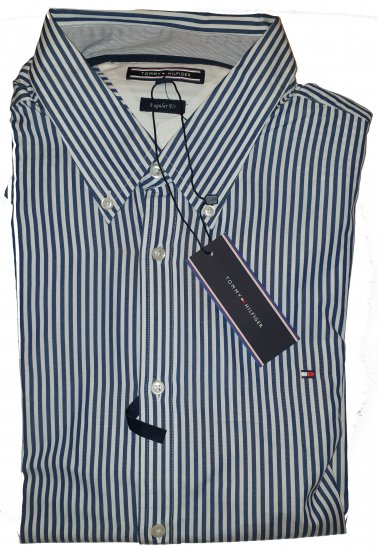 Tommy Hilfiger North Stripe Long Sleeve Shirt Blue/White - Motleyn huhtikuun hullu ale - 