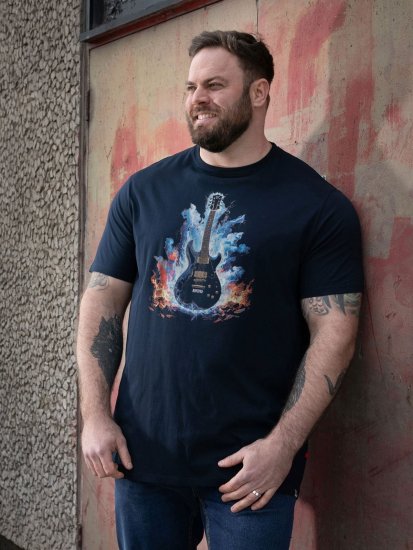 D555 Slater Painettu T-paita Tummansininen - T-paidat - Isot T-paidat 2XL – 14XL
