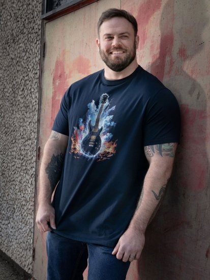 D555 Slater Painettu T-paita Tummansininen - T-paidat - Isot T-paidat 2XL – 14XL