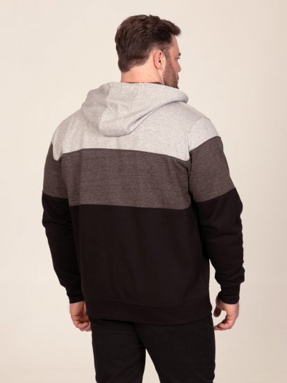 D555 Fitzgerald Zip Through Hoody With Cut & Sew Panels Musta - Hupparit ja collegepaidat - Miesten hupparit ja collegepaidat isot koot