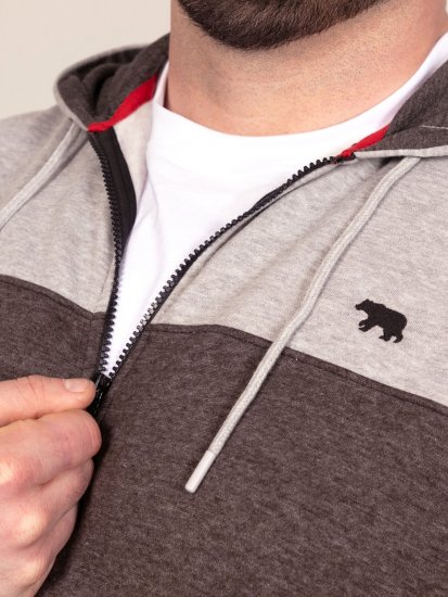 D555 Fitzgerald Zip Through Hoody With Cut & Sew Panels Musta - Hupparit ja collegepaidat - Miesten hupparit ja collegepaidat isot koot