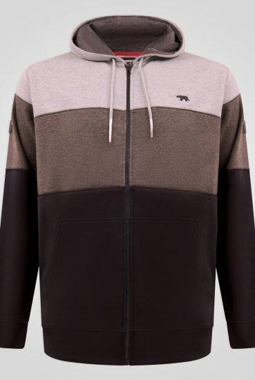 D555 Fitzgerald Zip Through Hoody With Cut & Sew Panels Musta - Hupparit ja collegepaidat - Miesten hupparit ja collegepaidat isot koot