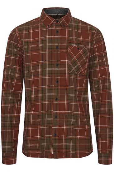 Blend Checked Long Sleeve Shirt 4324 Brown - Kauluspaidat - Miesten isot kauluspaidat 2XL – 8XL