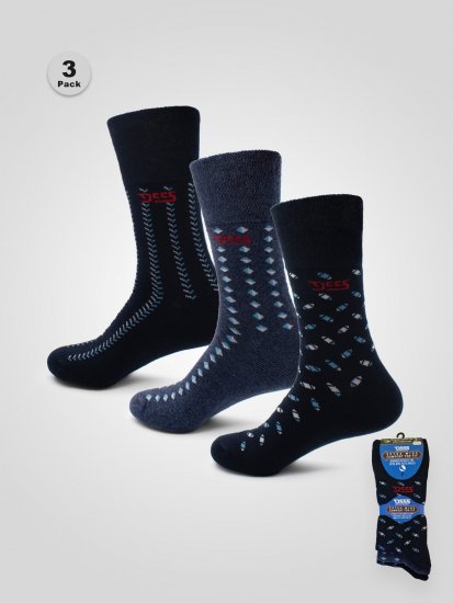 D555 Harold 3 Extra Wide Comfort Fit Socks 3-pack Navy/Denim - Alusvaatteet & uimavaatteet - Miesten Isot alusvaatteet 