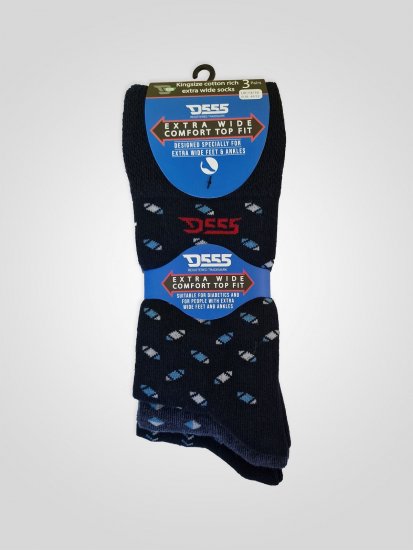 D555 Harold 3 Extra Wide Comfort Fit Socks 3-pack Navy/Denim - Alusvaatteet & uimavaatteet - Miesten Isot alusvaatteet 