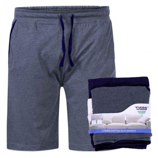 D555 Cobra Two Pack Elasticated Waist Band Jersey Shorts With Pockets - Collegehousut ja collegeshortsit - Miesten Isot collegehousut ja collegeshortsit