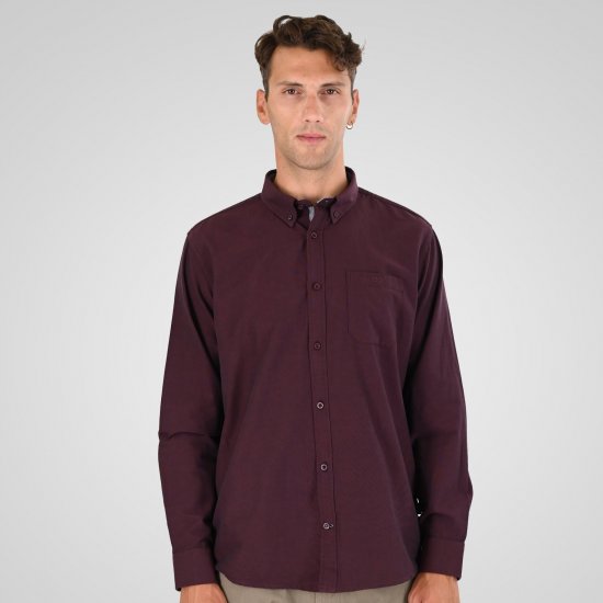 Double Outfitters GS-5225 Oxford-paita Viininpunainen - Kauluspaidat - Miesten isot kauluspaidat 2XL – 8XL