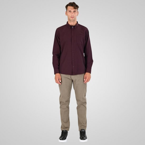 Double Outfitters GS-5225 Oxford-paita Viininpunainen - Kauluspaidat - Miesten isot kauluspaidat 2XL – 8XL