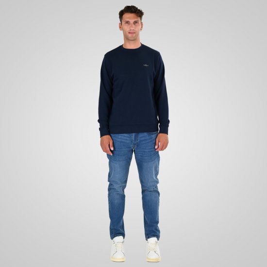 Double Outfitters MTOP-1141 Collegepaita Tummansininen - Hupparit ja collegepaidat - Miesten hupparit ja collegepaidat isot koot