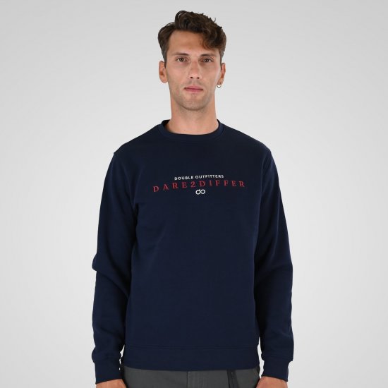 Double Outfitters MTOP-1151 Collegepaita Tummansininen - Hupparit ja collegepaidat - Miesten hupparit ja collegepaidat isot koot