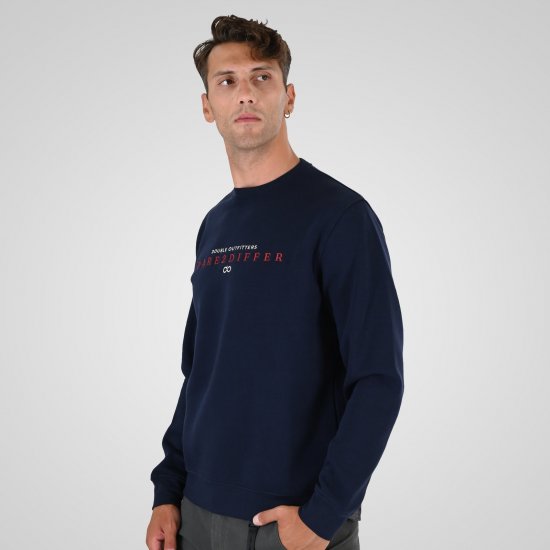 Double Outfitters MTOP-1151 Collegepaita Tummansininen - Hupparit ja collegepaidat - Miesten hupparit ja collegepaidat isot koot