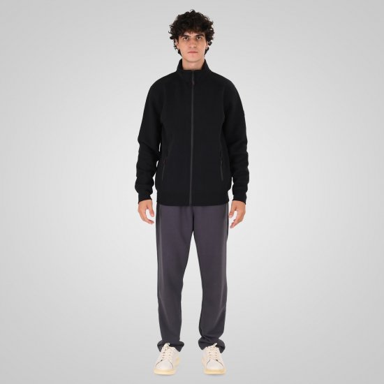 Double Outfitters MTOP-1158 Vetoketjullinen collegetakki Musta - Hupparit ja collegepaidat - Miesten hupparit ja collegepaidat isot koot