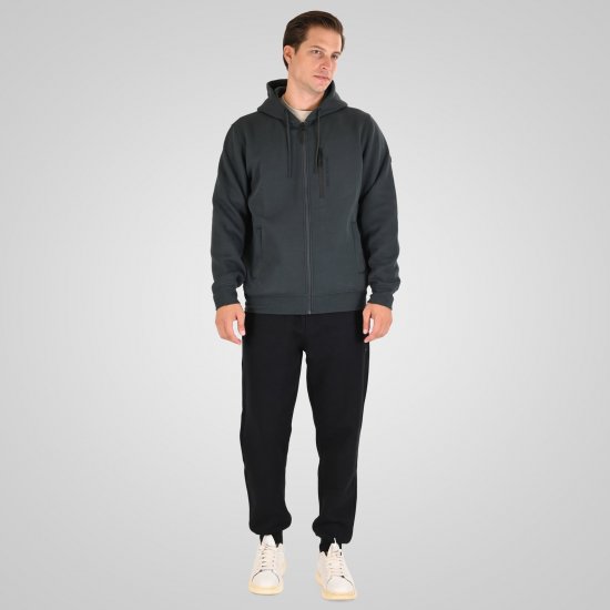 Double Outfitters MTOP-1160 Vetoketjullinen huppari Tummanvihreä - Hupparit ja collegepaidat - Miesten hupparit ja collegepaidat isot koot