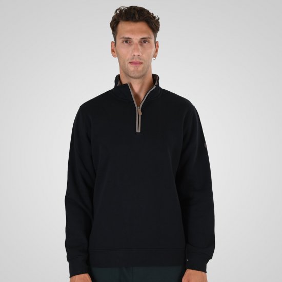 Double Outfitters MTOP-1163 Puolivetoketjullinen collegepaita Musta - Hupparit ja collegepaidat - Miesten hupparit ja collegepaidat isot koot