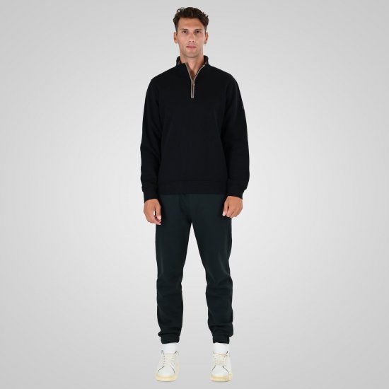Double Outfitters MTOP-1163 Puolivetoketjullinen collegepaita Musta - Hupparit ja collegepaidat - Miesten hupparit ja collegepaidat isot koot