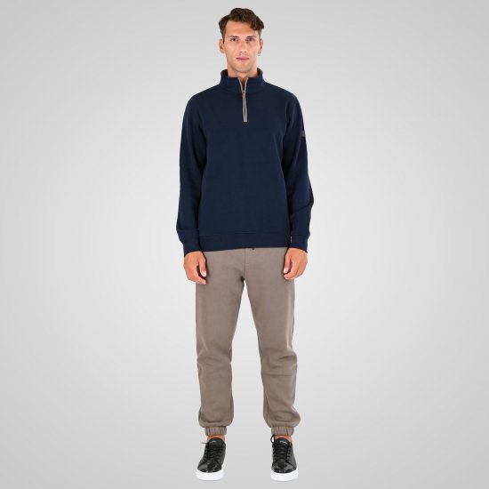 Double Outfitters MTOP-1163 Puolivetoketjullinen collegepaita Tummansininen - Hupparit ja collegepaidat - Miesten hupparit ja collegepaidat isot koot