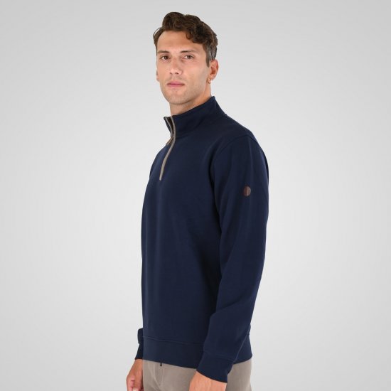 Double Outfitters MTOP-1163 Puolivetoketjullinen collegepaita Tummansininen - Hupparit ja collegepaidat - Miesten hupparit ja collegepaidat isot koot