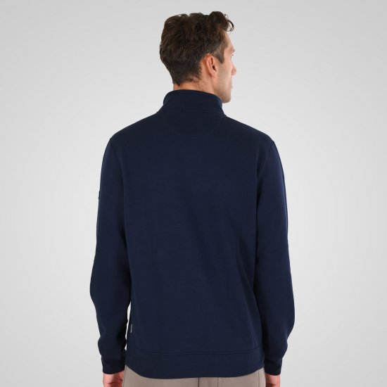 Double Outfitters MTOP-1163 Puolivetoketjullinen collegepaita Tummansininen - Hupparit ja collegepaidat - Miesten hupparit ja collegepaidat isot koot