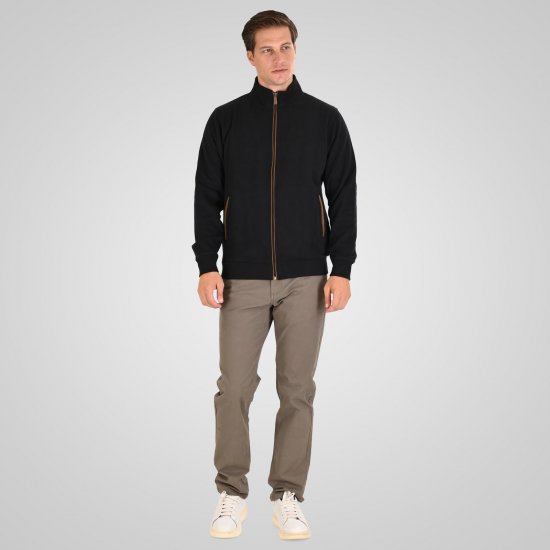 Double Outfitters SEL-1168 Vetoketjullinen collegetakki Musta - Hupparit ja collegepaidat - Miesten hupparit ja collegepaidat isot koot