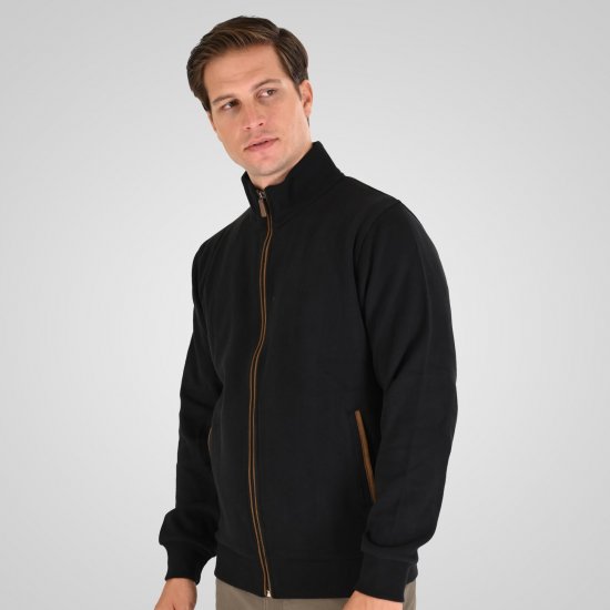 Double Outfitters SEL-1168 Vetoketjullinen collegetakki Musta - Hupparit ja collegepaidat - Miesten hupparit ja collegepaidat isot koot