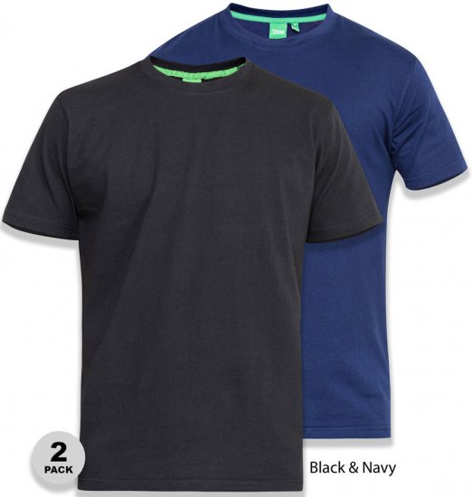 D555 Fenton 2-pack Black/Navy T-shirt - T-paidat - Isot T-paidat 2XL – 14XL