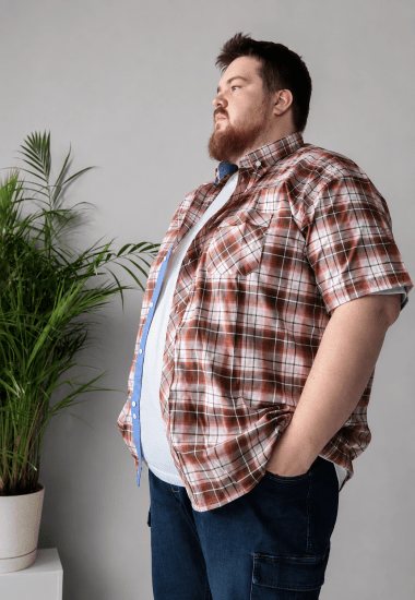 Kam Jeans 6368 Checked Short Sleeve Shirt Red - Kauluspaidat - Miesten isot kauluspaidat 2XL – 8XL