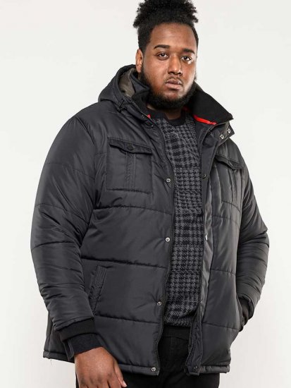 D555 Lonsdale Parka Style Jacket With Embroidery Patch On Sleeve Black - Takit - Miesten Takit, isot koot – 2XL – 12XL