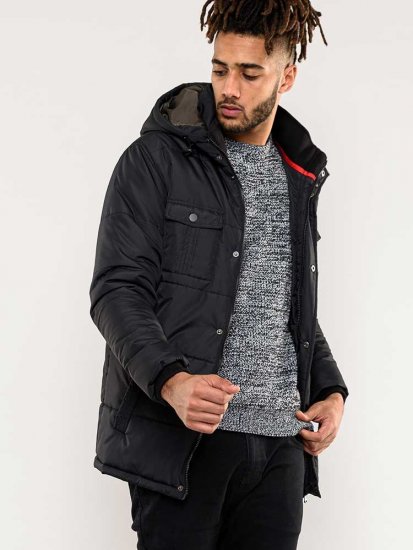 D555 Lonsdale Parka Style Jacket With Embroidery Patch On Sleeve Black - Takit - Miesten Takit, isot koot – 2XL – 12XL