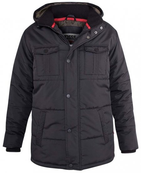 D555 Lonsdale Parka Style Jacket With Embroidery Patch On Sleeve Black - Takit - Miesten Takit, isot koot – 2XL – 12XL
