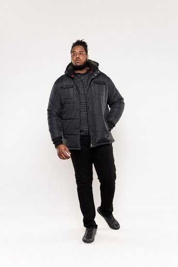 D555 Lonsdale Parka Style Jacket With Embroidery Patch On Sleeve Black - Takit - Miesten Takit, isot koot – 2XL – 12XL