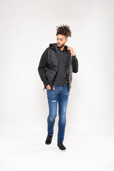 D555 Thorpe Hooded Quilted Jacket With Fleece Sleeves And Removable Fleece Hood - Takit - Miesten Takit, isot koot – 2XL – 12XL