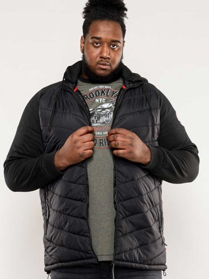 D555 Thorpe Hooded Quilted Jacket With Fleece Sleeves And Removable Fleece Hood - Takit - Miesten Takit, isot koot – 2XL – 12XL