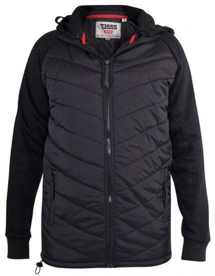 D555 Thorpe Hooded Quilted Jacket With Fleece Sleeves And Removable Fleece Hood - Takit - Miesten Takit, isot koot – 2XL – 12XL