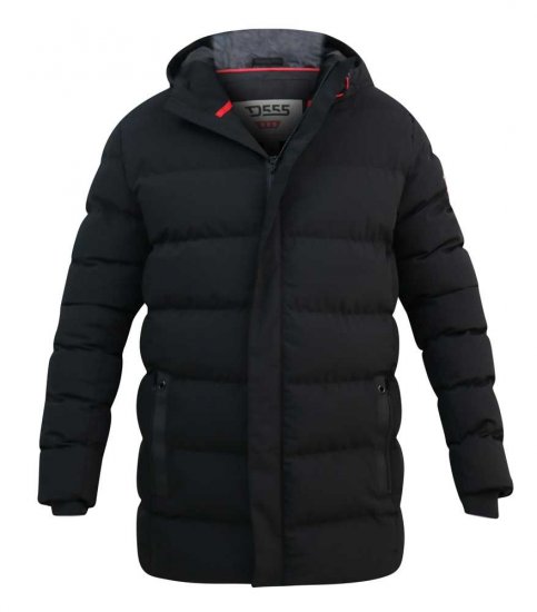 D555 Grove Quilted Parka Jacket Black - Takit - Miesten Takit, isot koot – 2XL – 12XL