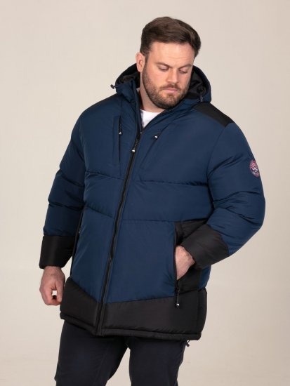 D555 Hank Ripstop Contrast Panelled Padded Hooded Jacket Tummansininen - Takit - Miesten Takit, isot koot – 2XL – 12XL