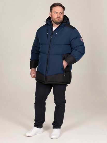 D555 Hank Ripstop Contrast Panelled Padded Hooded Jacket Tummansininen - Takit - Miesten Takit, isot koot – 2XL – 12XL