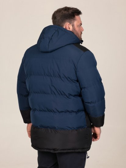 D555 Hank Ripstop Contrast Panelled Padded Hooded Jacket Tummansininen - Takit - Miesten Takit, isot koot – 2XL – 12XL