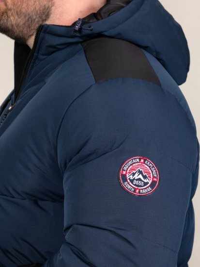 D555 Hank Ripstop Contrast Panelled Padded Hooded Jacket Tummansininen - Takit - Miesten Takit, isot koot – 2XL – 12XL