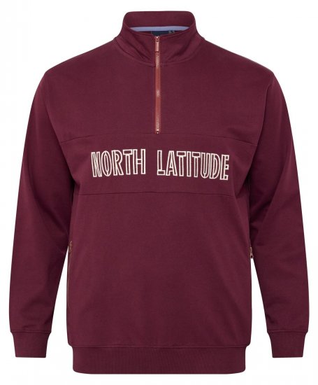 North Latitude Half Zip Collegepaita Viininpunainen - Hupparit ja collegepaidat - Miesten hupparit ja collegepaidat isot koot