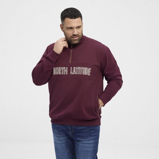 North Latitude Half Zip Collegepaita Viininpunainen - Hupparit ja collegepaidat - Miesten hupparit ja collegepaidat isot koot