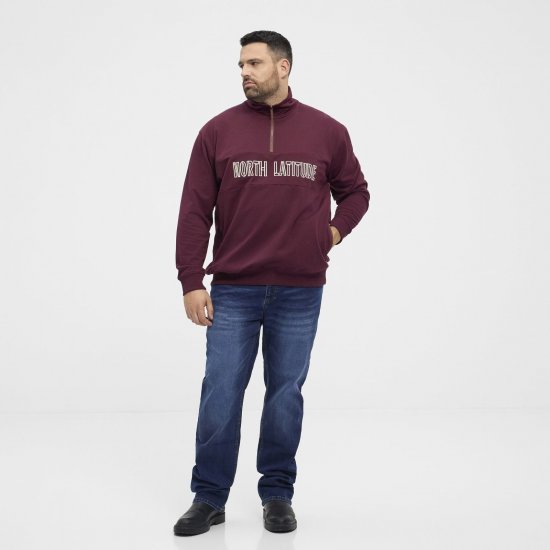 North Latitude Half Zip Collegepaita Viininpunainen - Hupparit ja collegepaidat - Miesten hupparit ja collegepaidat isot koot