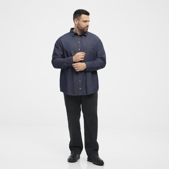 North Latitude 53139 sininen farkkupaita - Kauluspaidat - Miesten isot kauluspaidat 2XL – 8XL